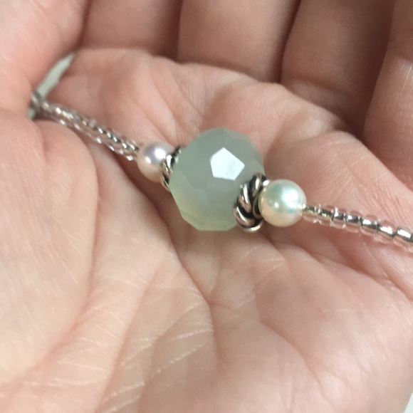 Chalcedony Sterling Silver choker pearl necklace - Picture 3 of 16